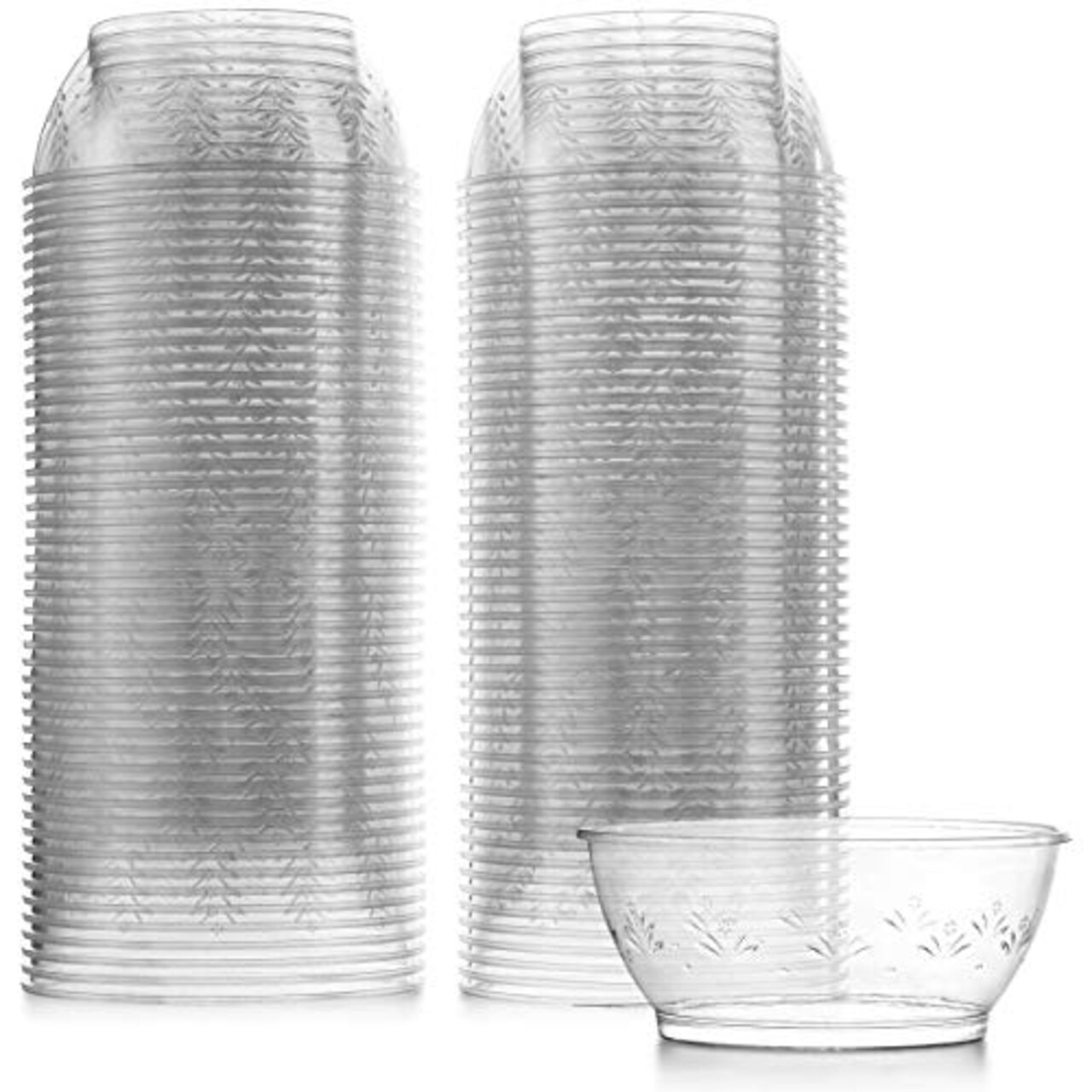 100 Pck Clear Mini Plastic Bowls -  6 Oz Disposable Premium Hard Plastic Dessert Bowls for Serving, Weddings, Catering, Parties, Ice Cream, Home or Event Party Supplies
